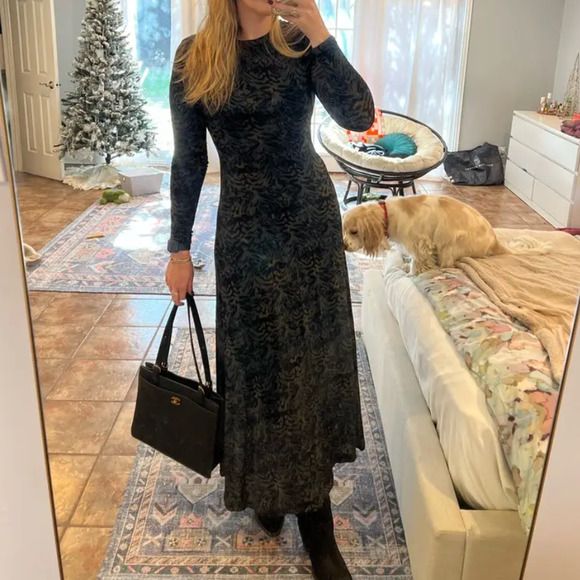 Ulla Johnson Leopard Long Sleeve Gown SMALL Jersey Maxi Dress Slinky Aline $500 - Picture 5 of 14